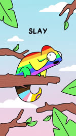 armor axe battle_axe black_eyes branch cloud feral humor leak lgbt_pride male open_mouth pride_colors rainbow_pride_colors sky solo text yelling queer_chameleon chameleon lizard reptile scalie 9:16 animated english_audio english_text hi_res meme short_playtime sound subtitled webm