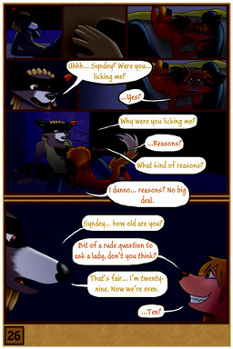 age_difference anthro border dark duo female male male/female night size_difference text white_border young young_anthro jaxneesen maxwell_(gratitude-advocate) syndey canid canine canis domestic_dog fox german_shepherd herding_dog hybrid mammal pastoral_dog procyonid raccoon 2:3 absurd_res comic digital_media_(artwork) english_text hi_res