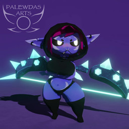 belly big_breasts big_butt big_ears bouncing_belly bouncing_breasts bouncing_butt bow_(weapon) breasts butt clothed clothing dagger ear_piercing facial_piercing female female_humanoid fingers hair looking_at_viewer melee_weapon nose_piercing not_furry piercing purple_body purple_hair purple_skin ranged_weapon sharp_teeth short_stack skimpy slightly_chubby slightly_chubby_female solo teeth vibi_(palewdas) weapon palewdas_arts atlyss humanoid imp_(atlyss) 1:1 3d_(artwork) 3d_animation animated blender_(artwork) digital_media_(artwork) hi_res no_sound tagme webm