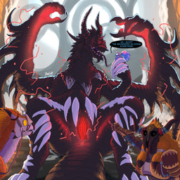 ambiguous_gender anthro anus armor black_body bodily_fluids bone claws clothed clothing electricity eyeless feathers female feral genitals gesture glowing glowing_genitalia group hair hand_gesture holding_another horn looking_at_viewer male male/female nervous nervous_sweat open_mouth pointing pointing_at_another presenting presenting_vulva size_difference skull skull_head spread_legs spread_vulva spreading stare sweat tail text tongue vulva wings dhalek capcom monster_hunter mythology two_soyjaks_pointing azure_(dhalek) ghillie_(dhalek) bird_wyvern construct_(mh) dragon felid felyne humanoid lynian mammal mythological_creature mythological_scalie palico scalie seikret zoh_shia 1:1 absurd_res digital_media_(artwork) english_text hi_res meme