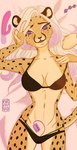 anthro big_breasts blonde_hair blush blush_lines breasts clothing countershading dakimakura egg_vibrator female fur gesture hair hand_gesture heart_eyes heart_symbol lying masturbation nipple_piercing nipples on_back piercing pose sex_toy small_waist solo underwear v_sign vibrator wet wet_clothing wet_underwear yellow_body yellow_fur araywo alexandra_(velocitycat) cheetah felid feline mammal dakimakura_design hi_res pinup