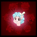 angry blue_hair crazed eyelashes female hair looking_at_viewer red_background red_eyes simple_background smile solo young mickeymonster friendship_is_magic hasbro my_little_pony cozy_glow_(mlp) equid equine mammal 1:1 hi_res