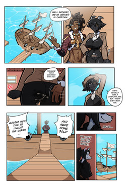 abs accessory annoyed anthro beads belt big_breasts black_body black_fur black_hair blue_eyes boat bodily_fluids bolo_tie breasts brown_body brown_hair brown_skin buckteeth butt_slap cannon cheek_tuft clothing coat cowboy_hat cross-popping_vein cum cum_in_clothing cum_in_pants dialogue dreadlocks duster_coat eye_patch eyes_closed eyewear facial_tuft female fur genital_fluids gold_(metal) group hair hair_accessory hair_beads hat headgear headwear holding_clothing holding_hat holding_headgear holding_headwear holding_object horn huge_breasts laugh male male/female navel ponytail ranged_weapon red_eyes sailing_boat sailing_watercraft sea ship shirt slap smacking_ass smile spanking teeth text topwear trio tuft vehicle vest water watercraft weapon wharf white_body white_clothing white_fur white_shirt white_topwear taku34128 bathory_black_(therealnarrowjungle) lucretia_sullivan renault_hawkthorne_(avionic_soldier) bovid caprine goat human mammal murid murine rat rodent absurd_res comic english_text hi_res trans_(lore) trans_woman_(lore)