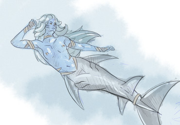 blue_body blue_skin breasts clothed clothing female monster_girl_(genre) siren_of_the_sea solo split_form topless unknown_artist monster_train animal_humanoid aquatic aquatic_humanoid fish humanoid merfolk monster shark stygian_guard hi_res sketch