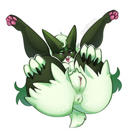 anthro anus big_butt breasts butt claws feet female female_anthro fluffy fluffy_butt fluffy_tail foot_fetish fur genital_focus genitals green_body huge_butt mask nude nude_anthro nude_female open_mouth pawpads paws pink_nose presenting presenting_anus presenting_vulva smile solo spread_legs spreading tail tongue vulva wearing_mask wide_hips ranillopa nintendo pokemon generation_9_pokemon meowscarada pokemon_(species) absurd_res hi_res