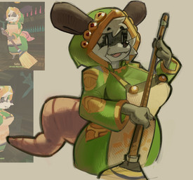 anthro apron big_breasts big_ears biped black_nose breasts broom claws cleaning_tool clothed clothed_anthro clothed_female clothing curvy_figure eyebrow_through_hair eyebrows fangs female female_anthro finger_claws gem green_clothing green_robe hair hairless_tail head_tuft holding_broom holding_cleaning_tool holding_object hood no_pupils open_mouth open_smile red_gem robe rodent_tail screencap simple_background slim_anthro slim_female smile snout solo standing tan_background teeth text thick_thighs translucent translucent_hair tuft white_hair wide_hipped_anthro wide_hipped_female wide_hips fenceil atlyss sally_(atlyss) american_opossum chang_(atlyss) mammal marsupial 2025 character_name digital_drawing_(artwork) digital_media_(artwork) english_description hi_res portrait reference_image shaded three-quarter_portrait