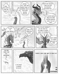 4:5 black_and_white claws comic comic_panel dialogue dragon dreadnought_(nuree_art) english_text european_mythology female feral forest ghost group hi_res horn leaf line_art magic male monochrome mythological_creature mythological_scalie mythology nature nuree_art outside plant reevah_(nuree_art) rock scalie shadow sketch soul speech_bubble spikes spirit text tree trio western_dragon wood