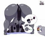 anthro anus breasts butt duo female genitals hanging_breasts looking_through looking_through_legs nipples open_mouth pussy short_stack simple_background solo_focus speech_bubble thick_thighs tongue nsfwoaf nintendo nintendo_switch super_smash_bros. switch_dog animate_inanimate canid mammal 2019 absurd_res hi_res pictographics