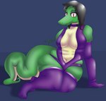 anthro big_butt breasts butt clothed clothing female non-mammal_breasts serpentine simple_background solo thick_thighs wide_hips snekkobean amy_alethino reptile scalie slitherspawn snake absurd_res hi_res