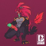 anthro balls big_balls big_penis claws genitals male masturbation muscular penis solo tail text tongue tongue_out mr.brapion mythology dragon mythological_creature mythological_scalie scalie absurd_res english_text hi_res