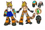 anthro eyes_closed female green_eyes hair machine nude solo raiettei_(artist) genet mammal robot viverrid 2013 3:2 digital_media_(artwork) full-length_portrait hi_res model_sheet portrait