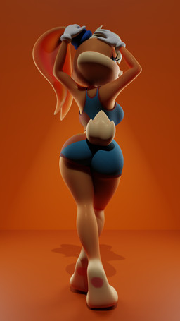 anthro bottomwear butt clothing exposure_variation female rear_view shorts solo sportswear hyde360 looney_tunes warner_brothers lola_bunny hare lagomorph leporid mammal rabbit 3d_(artwork) 4k 9:16 absurd_res blender_(artwork) digital_media_(artwork) hi_res