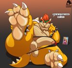 2_horns 3_toes anus balls bowser bracelet butt claws collar conditional_dnp english_text erection feet foot_focus genitals glans hair hi_res horn humanoid_genitalia humanoid_penis jewelry koopa looking_at_viewer male mario_bros muscular muscular_male nintendo penis picture_frame red_hair scalie shell soles solo spiked_bracelet spiked_collar spiked_shell spiked_tail spikes spikes_(anatomy) tail text toe_claws toes zp92