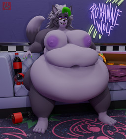 anthro belly beverage beverage_bottle big_belly big_breasts big_butt bottle box breasts butt container fast_food female food furniture huge_belly huge_breasts huge_hips huge_thighs morbidly_obese morbidly_obese_anthro morbidly_obese_female navel nipples nude nude_anthro nude_female obese obese_anthro obese_female on_sofa overweight overweight_anthro overweight_female pizza pizza_box sitting sitting_on_sofa slob soda soda_bottle sofa solo thick_thighs wide_hips vep125 thefelixxx_(modeler) five_nights_at_freddy's five_nights_at_freddy's:_security_breach scottgames steel_wool_studios roxanne_wolf 2026 3d_(artwork) digital_media_(artwork) hi_res