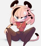2021 5_fingers annoyed anthro blue_eyes blush cute_fangs felid female fingers hi_res looking_aside mammal oopsynsfw pantherine simple_background sitting solo tiger white_background xigua xingzuo_temple