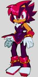 anthro black_body black_clothing black_dress black_fur chest_tuft clothed clothing crossgender dress female fur gloves grey_background handwear looking_at_viewer mtf_crossgender red_eyes sideless_clothing sideless_dress simple_background solo tuft wamudraws sega sonic_the_hedgehog_(series) amy_rose shadow_the_hedgehog eulipotyphlan hedgehog mammal 2022 digital_media_(artwork)