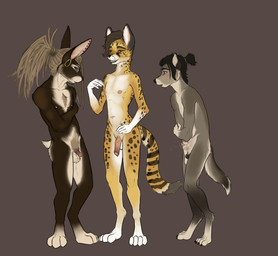 adolescent age_difference animal_genitalia animal_penis anthro balls biped black_hair black_nose bodily_fluids body_hair brown_body brown_fur brown_hair canine_genitalia canine_penis chest_hair countershade_face countershade_fur countershade_torso countershading digitigrade ear_piercing ear_ring foreskin fur genital_fluids genitals glans grey_body grey_fur group hair half-erect humanoid_genitalia humanoid_penis long_hair looking_at_another looking_at_viewer male male/male mature_male multicolored_body multicolored_fur nipples nude older_male partially_retracted_foreskin penis piercing precum pubes ring_piercing scut_tail sheath short_tail simple_background standing tail tan_body tan_fur trio two_tone_body two_tone_fur white_body white_countershading white_fur young young_male younger_male bruno_hirschkoff canid canine canis felid feline lagomorph leporid mammal rabbit serval wolf 2026 absurd_res hi_res