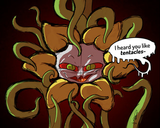 dialogue feral flower male plant shaded_sketch simple_background solo speech_bubble tentacles text vines hopefulsparks undertale undertale_(series) flowey_the_flower absurd_res cel_shading colored_sketch english_text hi_res shaded sketch