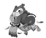 anthro anus avian_butt avian_feet blush bodily_fluids duo eyewear facial_hair feathers genitals glasses looking_back male male/male mustache nude on_top penis simple_background sweat sweatdrop white_background ariariperori animal_crossing nintendo blathers_(animal_crossing) brewster_(animal_crossing) avian bird columbid owl pigeon absurd_res hi_res monochrome