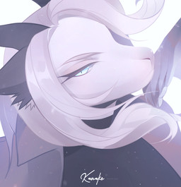 anthro black_clothing black_horn black_topwear blue_eyes clothed clothing female female_anthro front_view glistening glistening_eyes hair horn mouth_closed pupils simple_background slit_pupils solo text topwear white_background white_body white_hair unknowhiter mythology dragon mythological_creature mythological_scalie scalie 2024 artist_name dated hi_res