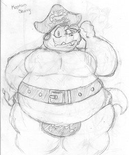 anthro belly big_belly bulge clothed clothing confident confident_anthro confident_male ear_piercing ear_ring fangs male moobs overweight overweight_anthro overweight_male piercing pirate pirate_hat ring_piercing skimpy smile snaggle_teeth solo standing tail teeth thick_thighs thong underwear joshi_teh_charizard donkey_kong_(series) donkey_kong_country_(tv_series) nintendo kaptain_skurvy crocodile crocodilian kremling reptile scalie 2021 graphite_(artwork) hi_res monochrome traditional_media_(artwork)