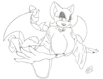 anthro big_breasts big_butt breasts butt clothed clothing female flying footwear high_heels lipstick looking_at_viewer makeup membrane_(anatomy) membranous_wings piercing shoes smile solo thick_thighs wings krocialblack sega sonic_the_hedgehog_(series) rouge_the_bat bat mammal vampire black_and_white hi_res monochrome sketch
