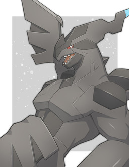 back_wings grey_body grey_scales pecs red_sclera scales small_wings solo white_eyes wings matsuda2998 nintendo pokemon generation_5_pokemon legendary_pokemon pokemon_(species) zekrom colored hi_res