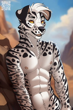 abs anthro areola athletic athletic_anthro athletic_male black_eyebrows black_markings chest_tuft day eyebrows floppy_ears fur hair looking_at_viewer male male_anthro markings mohawk nipples nude_anthro nude_male open_mouth outside pink_areola pink_nipples short_hair sky snout solo spots spotted_body spotted_fur striped_body striped_fur stripes teeth tuft white_body white_fur white_hair yellow_eyes fleki canid canine canis dalmatian domestic_dog mammal colored digital_drawing_(artwork) digital_media_(artwork) hi_res shaded