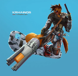 anthro armor brown_hair brown_nose camo clothing eyewear facial_piercing gloves goggles gun hair handgun handwear holding_gun holding_object holding_ranged_weapon holding_weapon male piercing pistol ranged_weapon simple_background snowboard snowboarding solo tail technology text weapon yellow_eyes stoopix canid canine canis mammal wolf 2011 hi_res