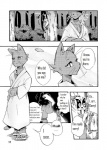 anthro canid canine canis comic dialogue domestic_cat domestic_dog duo english_text felid feline felis greyscale harusuke hi_res japanese_text looking_at_another male mammal monochrome peeping speech_bubble text