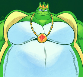 anthro big_muscles cloak cloak_only clothing crown crown_only featureless_crotch headgear headgear_only jewelry male musclegut muscular necklace necklace_only nude overweight overweight_anthro overweight_male solo jasperthecrab mario_bros nintendo wart_(mario) amphibian frog hi_res