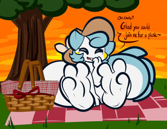 3_toes anthro barefoot biped detailed_background dialogue eyes_closed feet female feral foot_focus hair nude open_mouth outside paws picnic plant smile soles solo sunset text toes tree thefablednekos nintendo pokemon amelia_(thefablednekos) generation_4_pokemon mammal pachirisu pokemon_(species) rodent sciurid 2019 digital_media_(artwork) english_text hi_res