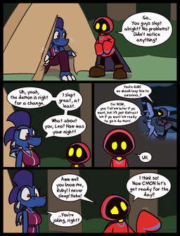 3_toes 4_fingers anthro barefoot black_body blue_body blue_scales bottomwear brown_clothing brown_footwear brown_shoes claws clothing crossed_arms cute_fangs dialogue dragon_wings duo_focus fangs feet female finger_claws fingers flashback footwear forest fur genitals grass group hair long_sleeves male mouthless no_pupils nude outside pants penis pink_body pink_fur pink_penis plant pupils purple_bottomwear purple_clothing purple_eyes purple_hair purple_pants purple_pupils purple_shirt purple_topwear scales shirt shoes short_tail speech_bubble tail teeth tent text toe_claws toes topwear tree white_claws yellow_eyes ultilix european_mythology mythology leo_the_magician ruby_(ultilix) wes_(ultilix) dragon humanoid lagomorph leporid mammal mythological_creature mythological_scalie rabbit scalie shadow_creature western_dragon 2025 comic english_text hi_res multiple_scenes