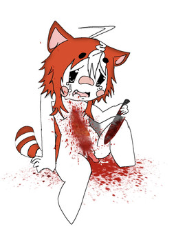 animal_genitalia bent_leg black_eyes black_outline black_sclera blood blood_on_chest blood_on_knife blood_on_leg blood_on_object blood_on_thigh blood_on_weapon blood_splatter bodily_fluids crying cum cum_splatter cum_spurt disembowelment ejaculation fangs footless fryd_anchoviez34 fur genital_fluids genitals gore guts hair hand_on_floor holding_knife holding_melee_weapon holding_object holding_penis holding_weapon knife knife_play male markings melee_weapon multicolored_hair noseless nude orange_back orange_body orange_fur orange_hair orange_tail organs outline penis pink_cheeks pink_inner_ear shadow shota simple_background simple_coloring simple_eyes sitting sitting_on_ground small_penis solo solo_focus striped_markings striped_tail stripes tail tail_markings tears teeth toony toony_eyes weapon white_background white_body white_chest white_fur white_hair young digiyo34 marsey felid feline humanoid mammal hi_res mixed_media shaded simple_shading