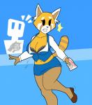 anthro big_breasts bottomwear bra breasts butt button_(fastener) button_pop cleavage clothed clothing eyelashes female front_view fur open_mouth panicking pencil_skirt simple_background skirt solo text thick_thighs underwear wardrobe_malfunction theicedwolf aggretsuko sanrio retsuko ailurid mammal red_panda 2016 digital_media_(artwork) english_text hi_res portrait three-quarter_portrait