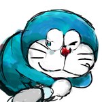 anthro blue_body blue_fur fur machine male mouth_closed one_eye_closed red_nose simple_background solo whiskers white_background white_body white_fur mt_tg doraemon doraemon_(character) domestic_cat felid feline felis mammal robot 1:1 2017 shaded