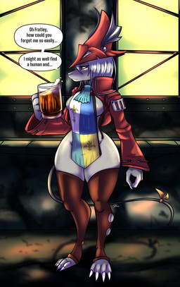4_toes alcohol anthro areola areola_slip beverage blush bottomless breasts claws clothed clothing drunk feet female fur hair legwear no_underwear side_boob solo substance_intoxication thick_thighs thigh_highs toe_claws toeless_legwear toes white_body white_fur white_hair wide_hips shadowblackfox final_fantasy final_fantasy_ix square_enix freya_crescent burmecian mammal murid murine rat rodent hi_res