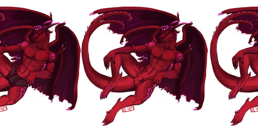 animal_genitalia anthro balls black_sclera boxer_briefs boxer_briefs_only clothed clothing erection fully_sheathed genitals horn knot knotted_penis looking_at_viewer male male_anthro markings membrane_(anatomy) membranous_wings muscular muscular_anthro muscular_male nude nude_anthro nude_male penis pink_markings red_body red_eyes sheath simple_background smile solo spread_legs spreading topless topless_anthro topless_male underwear underwear_only white_background wings i-psilone mythology dragon mythological_creature mythological_scalie scalie 2017 hi_res