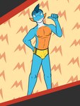 3:4 abstract_background anthro anthrofied briefs briefs_only bulge clothed clothing fuze gao_(fuze) generation_3_pokemon hi_res male marshtomp navel nintendo nipples pokemon pokemon_(species) pokemorph solo topless underwear underwear_only yellow_briefs yellow_clothing yellow_underwear