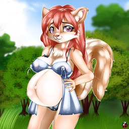 anthro belly big_belly bodily_fluids bra breasts buckteeth camel_toe clothed clothing female fetal_movement fur hair lactating leaking_milk lingerie looking_at_viewer milk nipple_outline outside panties plant pregnant pregnant_anthro pregnant_female smile solo standing tail teeth tree underwear zcomic mammal rodent sciurid tree_squirrel 1:1 digital_media_(artwork) hi_res