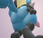 2019 3_fingers 3d_(artwork) animal_genitalia animal_penis anthro backsash blue_body blue_fur butt canid canine canine_genitalia canine_penis claws digital_media_(artwork) erection fingers fur generation_4_pokemon genitals hair lucario male mammal nintendo paint_3d_(artwork) penis pokemon pokemon_(species) solo standing