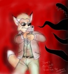 anthro eyewear gun holding_gun holding_object holding_ranged_weapon holding_weapon male ranged_weapon solo sunglasses tail tentacles weapon fredryk_phox a_fox_in_space nintendo paintchat star_fox james_mccloud canid canine fox mammal