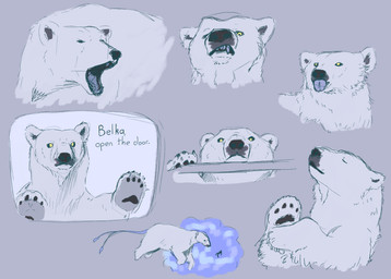bared_teeth blue_tongue cheek_tuft eyes_closed facial_tuft feral floating fur looking_at_viewer male paws plantigrade raised_paw solo teeth teeth_showing tongue tongue_out tuft white_body white_fur yellow_eyes thathareboy bear mammal polar_bear ursine hi_res