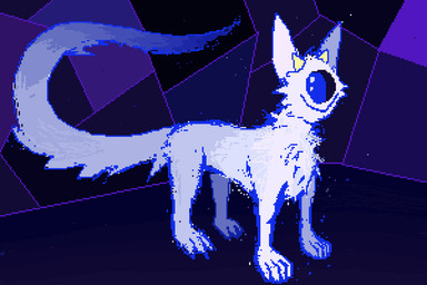 ambiguous_gender blue_eyes detailed_background feral fur smile solo sparkles white_body white_fur demensa cyclops monster 2020 3:2 digital_media_(artwork) full-length_portrait pixel_(artwork) portrait