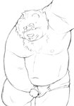 anthro belly big_belly blush clothing genitals humanoid_genitalia humanoid_hands humanoid_penis kemono male moobs navel nipples overweight overweight_male penis solo tongue tongue_out underwear magumataishi bear mammal 2013 monochrome