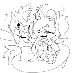 duo female floating_heart gesture hand_gesture heart_symbol nervous nervous_smile selfie smile smiling_at_viewer tail tail_wrapped_around_body v_sign divadula_k idw_publishing sega sonic_the_hedgehog_(comics) sonic_the_hedgehog_(idw) sonic_the_hedgehog_(series) tangle_the_lemur whisper_the_wolf canid canine canis lemur mammal primate ring-tailed_lemur strepsirrhine wolf 1:1 hi_res monochrome sketch