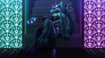 ambiguous_gender anthro blue_body blue_fur blue_hair claws finger_claws fur hair holding_object looking_at_viewer male markings neon_lights pose purple_body purple_fur purple_hair solo toe_claws xariel schocoa_(artist) fabian_le_caster_(schocoa) canid mammal absurd_res hi_res pinup