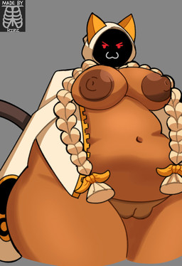 >:3 areola big_areola big_breasts black_tail bottomless bottomless_female bottomless_humanoid braided_hair breasts brown_areola brown_body brown_breasts brown_nipples brown_skin brown_vulva clothed clothing female female_humanoid genitals grey_background hair half-closed_eyes hoodie huge_breasts humanoid_genitalia humanoid_vulva logo looking_at_viewer looking_down looking_down_at_viewer narrowed_eyes navel nipples overweight overweight_female overweight_humanoid pigtails plump_labia shadow_face simple_background solo tail tan_clothing tan_hair tan_hoodie tan_topwear thick_thighs topwear twin_braids vulva ribznsfw arc_system_works blazblue taokaka animal_humanoid cat_humanoid felid felid_humanoid feline feline_humanoid humanoid kaka_(blazblue) mammal mammal_humanoid 2025 artist_logo digital_media_(artwork) hi_res watermark