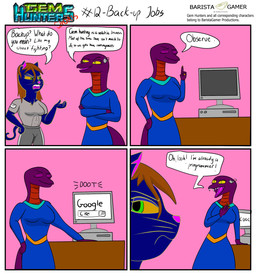 anthro bottomwear clothing cochlear_implant_processor computer deaf dialogue duo electronics female keikogi martial_arts_uniform pants shirt simple_background sound_effects sportswear text topwear website baristagamerproductions google ada_(gem_hunters) phoebe_(gem_hunters) felid feline mammal reptile scalie snake absurd_res comic english_text hi_res