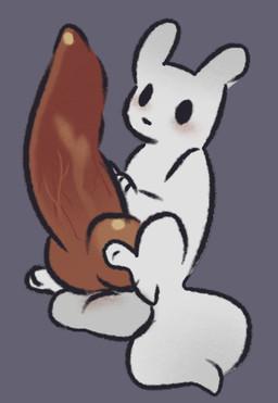 balls big_balls big_penis black_eyes black_nose blush ears_up feral genitals hand_on_penis huge_penis hyper hyper_genitalia hyper_penis knot knotted_penis looking_at_genitalia male penis sitting small_but_hung solo tail vein veiny_penis white_body white_ears white_skin white_tail artienvy rain_world videocult survivor_(rain_world) slugcat hi_res